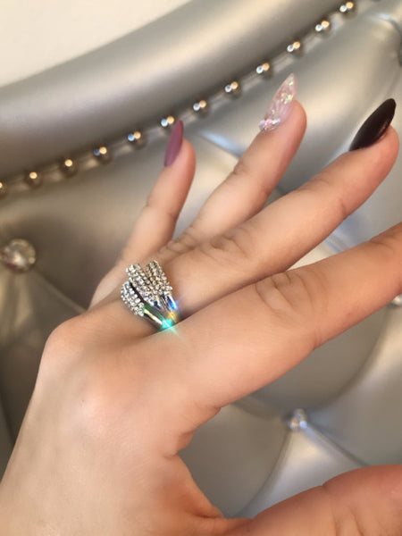 Sonya 3-Row Silver Ring
